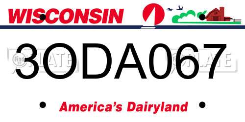 3ODA067 Wisconsin License Plate