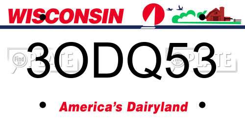 3ODQ53 Wisconsin License Plate