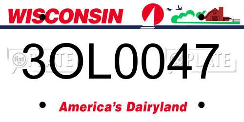3OL0047 Wisconsin License Plate