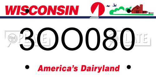 3OO080 Wisconsin License Plate