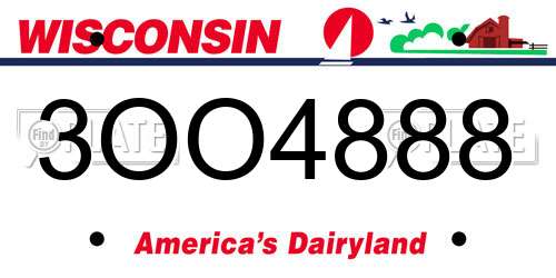 3OO4888 Wisconsin License Plate