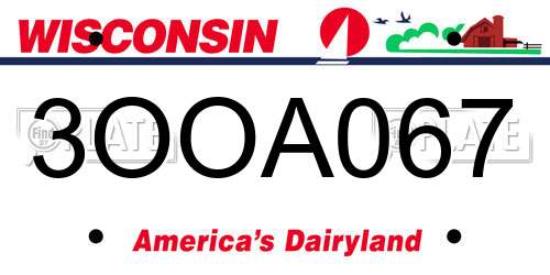 3OOA067 Wisconsin License Plate