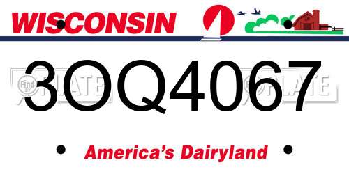 3OQ4067 Wisconsin License Plate