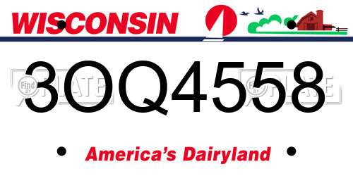 3OQ4558 Wisconsin License Plate