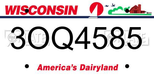 3OQ4585 Wisconsin License Plate