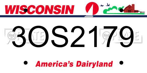 3OS2179 Wisconsin License Plate