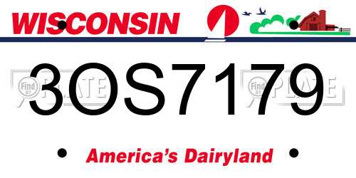3OS7179 Wisconsin License Plate