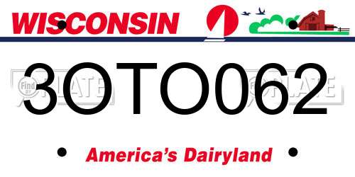 3OTO062 Wisconsin License Plate