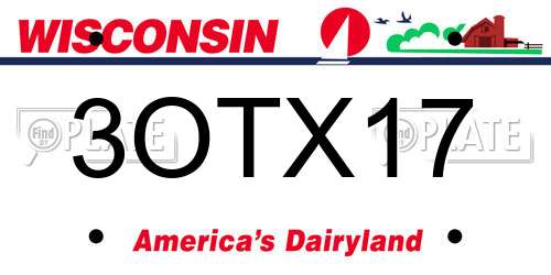 3OTX17 Wisconsin License Plate