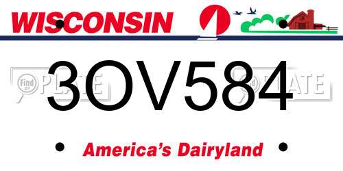 3OV584 Wisconsin License Plate