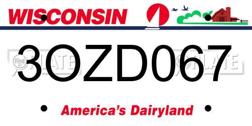 3OZD067 Wisconsin License Plate