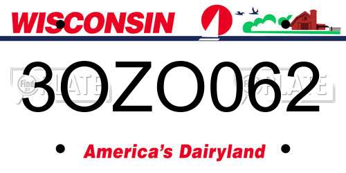 3OZO062 Wisconsin License Plate