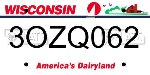 3OZQ062 Wisconsin License Plate