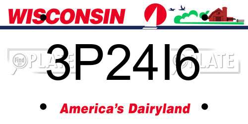 3P24I6 Wisconsin License Plate