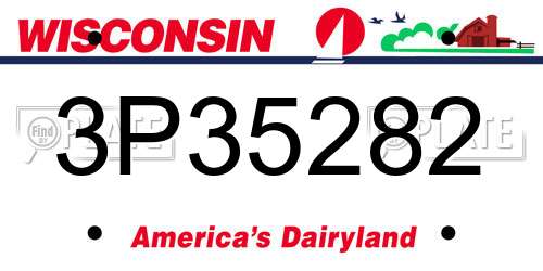 3P35282 Wisconsin License Plate