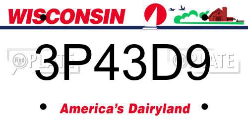 3P43D9 Wisconsin License Plate