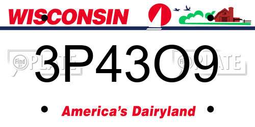 3P43O9 Wisconsin License Plate