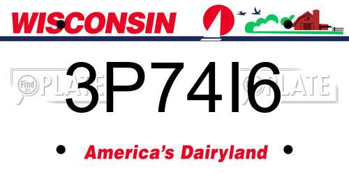3P74I6 Wisconsin License Plate