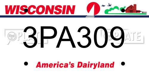 3PA309 Wisconsin License Plate