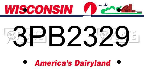 3PB2329 Wisconsin License Plate