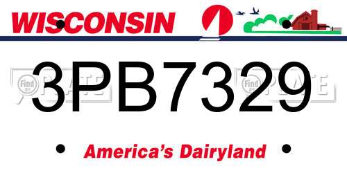 3PB7329 Wisconsin License Plate