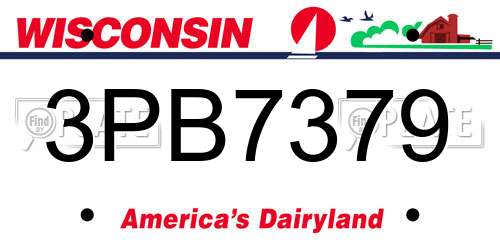 3PB7379 Wisconsin License Plate