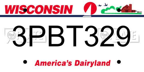 3PBT329 Wisconsin License Plate