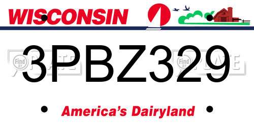 3PBZ329 Wisconsin License Plate