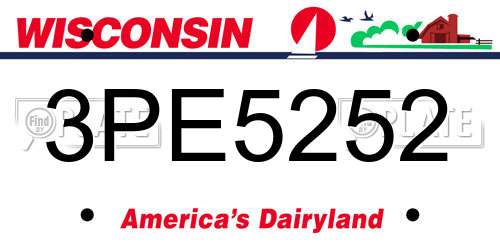 3PE5252 Wisconsin License Plate