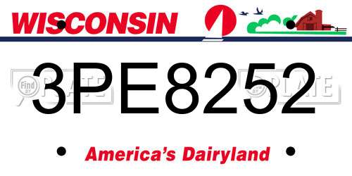 3PE8252 Wisconsin License Plate