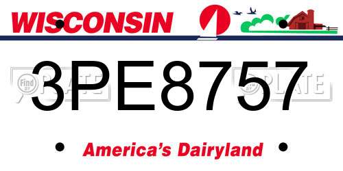 3PE8757 Wisconsin License Plate