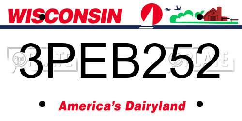 3PEB252 Wisconsin License Plate
