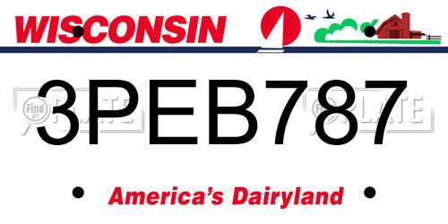 3PEB787 Wisconsin License Plate