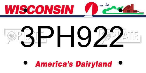 3PH922 Wisconsin License Plate