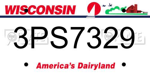 3PS7329 Wisconsin License Plate