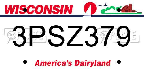 3PSZ379 Wisconsin License Plate