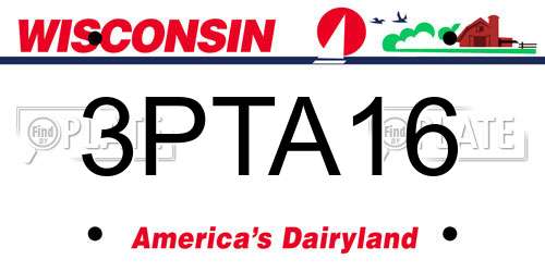 3PTA16 Wisconsin License Plate