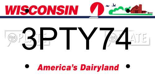 3PTY74 Wisconsin License Plate