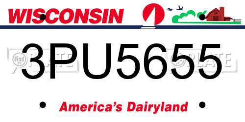 3PU5655 Wisconsin License Plate