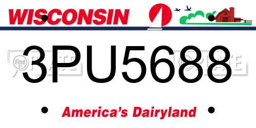 3PU5688 Wisconsin License Plate