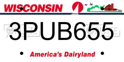 3PUB655 Wisconsin License Plate