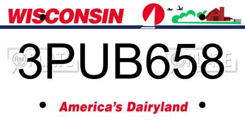 3PUB658 Wisconsin License Plate