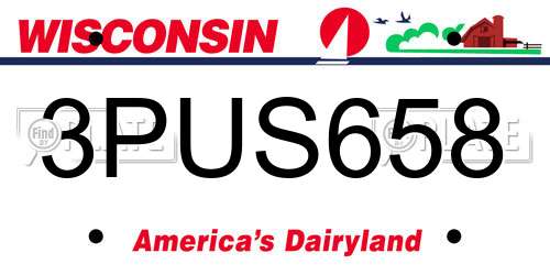 3PUS658 Wisconsin License Plate