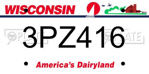 3PZ416 Wisconsin License Plate