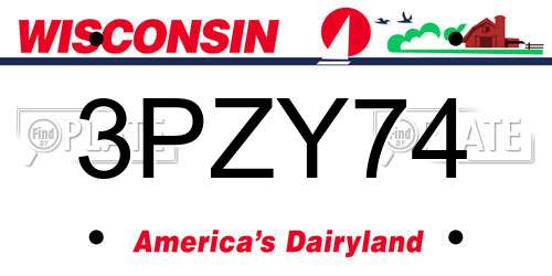 3PZY74 Wisconsin License Plate