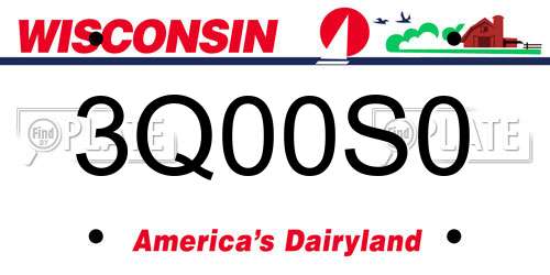 3Q00S0 Wisconsin License Plate