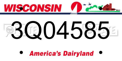 3Q04585 Wisconsin License Plate