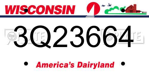 3Q23664 Wisconsin License Plate