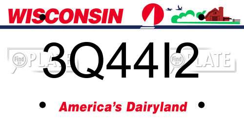 3Q44I2 Wisconsin License Plate