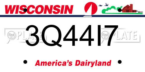 3Q44I7 Wisconsin License Plate